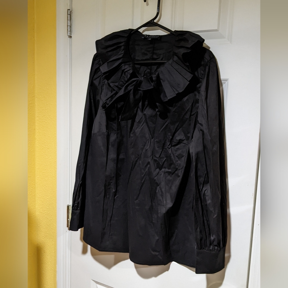 Eloquii 18 collar black top blouse shirt